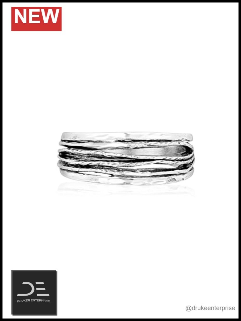 Textured Multi-Strand Sterling Silver Ring Stackable 925 - Picture 3 of 6